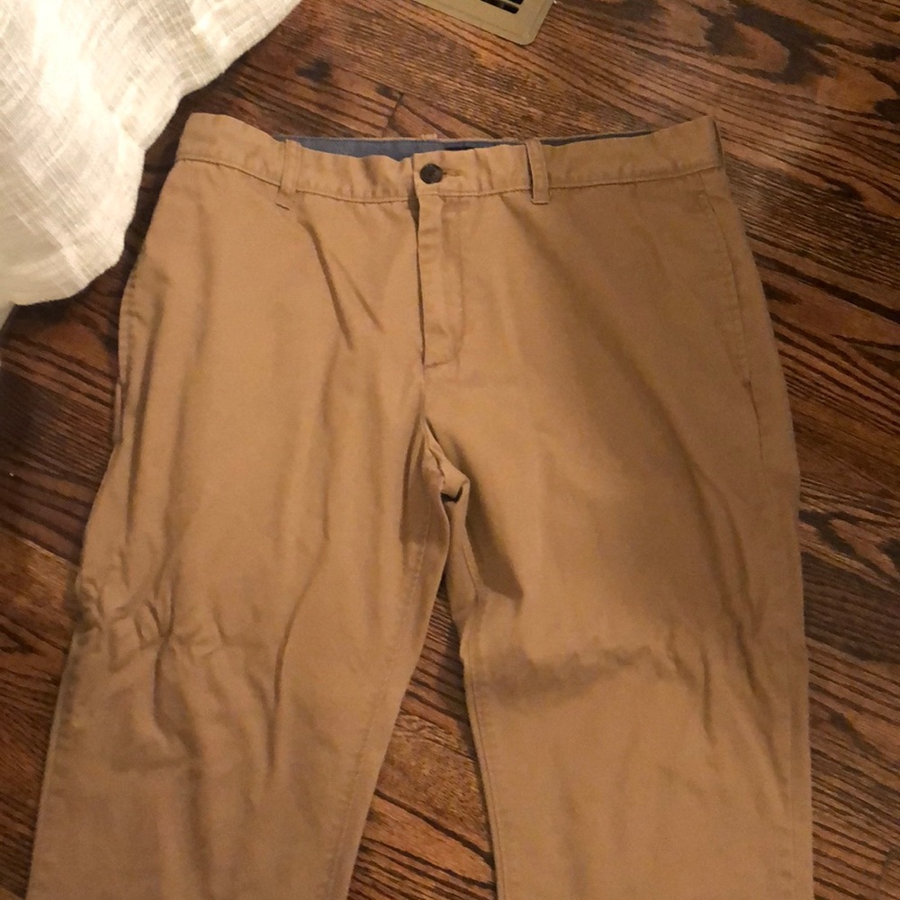 Gap, dark khaki, flat front, 35x30